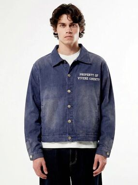 Brand New Washed Navy Denim Shirt Jacket in XXL